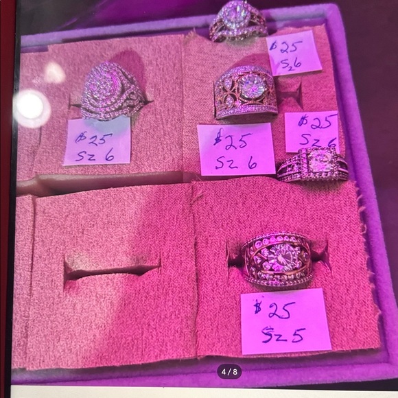 Rings 11 ttl as/rhodium, three are as/giks, all 5 rings on right sz 6 - Picture 4 of 8